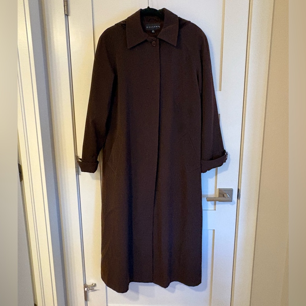 VTG chocolate brown trench coat gallery 10 detachable hood classic